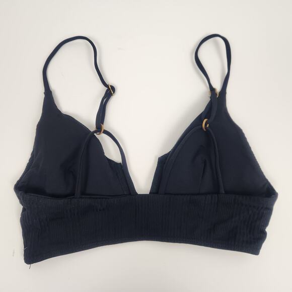 L*Space Siren Pointelle Rib Bikini Top Black Size Medium - Picture 5 of 5